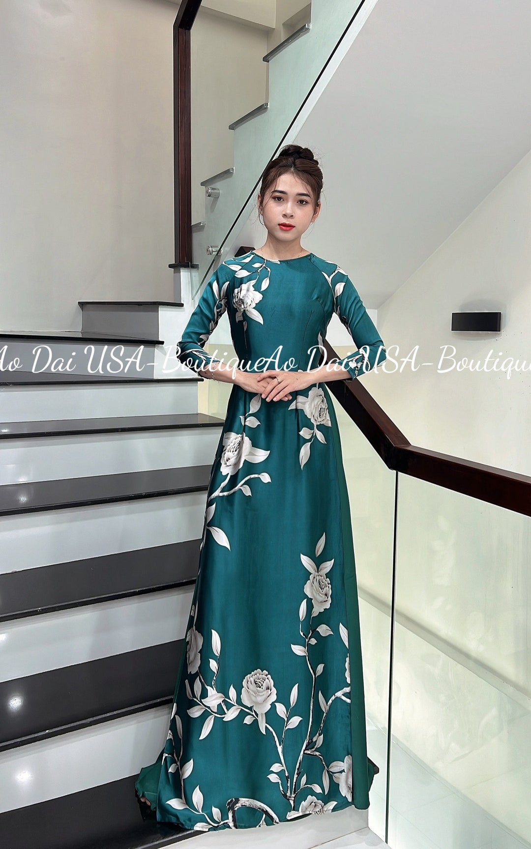 Áo Dài Khăn/ 100% Silk 4 Lengths / Double Layer Pre-made Vietnameses ...