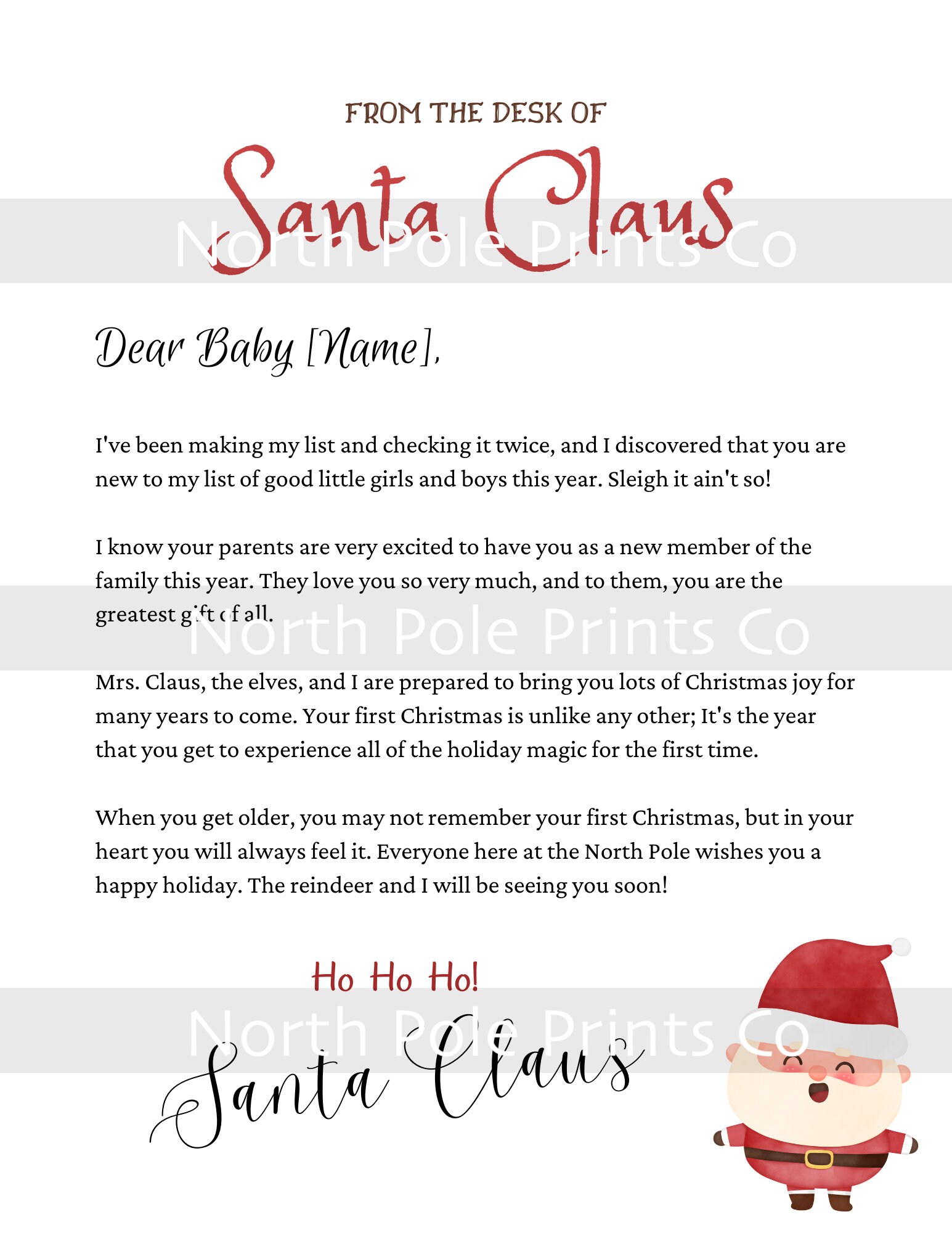 Baby's First Christmas Personalized Letter & 2025 Certificate From ...