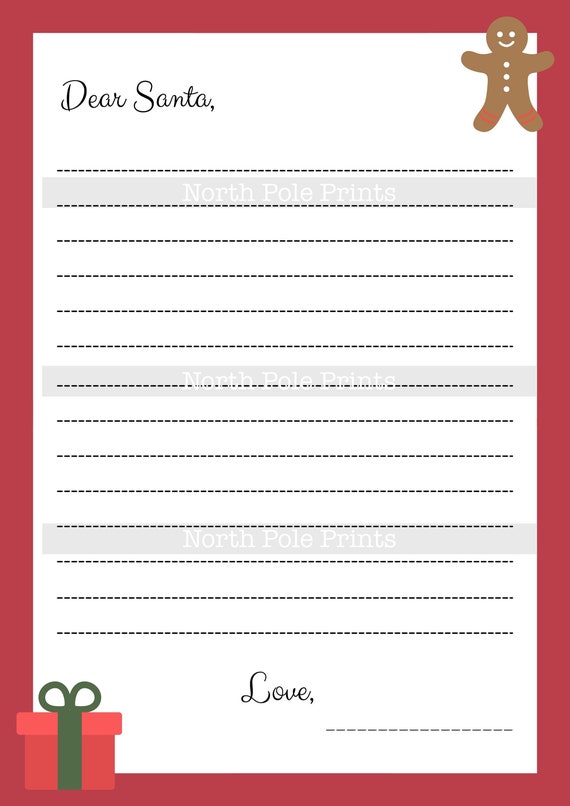 Letter to Santa Blank Printable Dear Santa Letter Red and