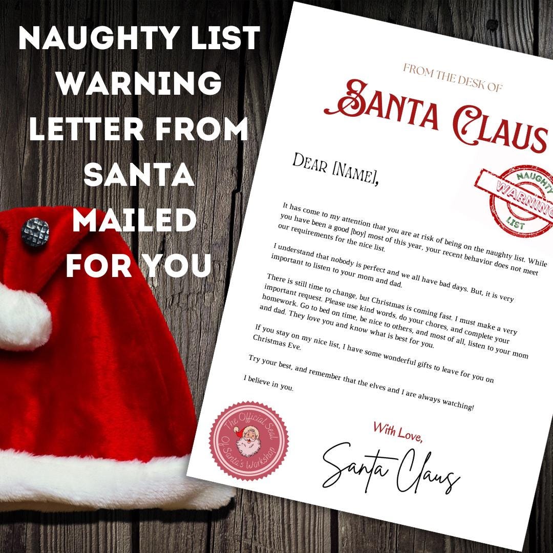 customizable-naughty-list-warning-letter-from-santa-mailed-for-you-santa-letter-for-kids-christmas-holidays-nice-list-etsy