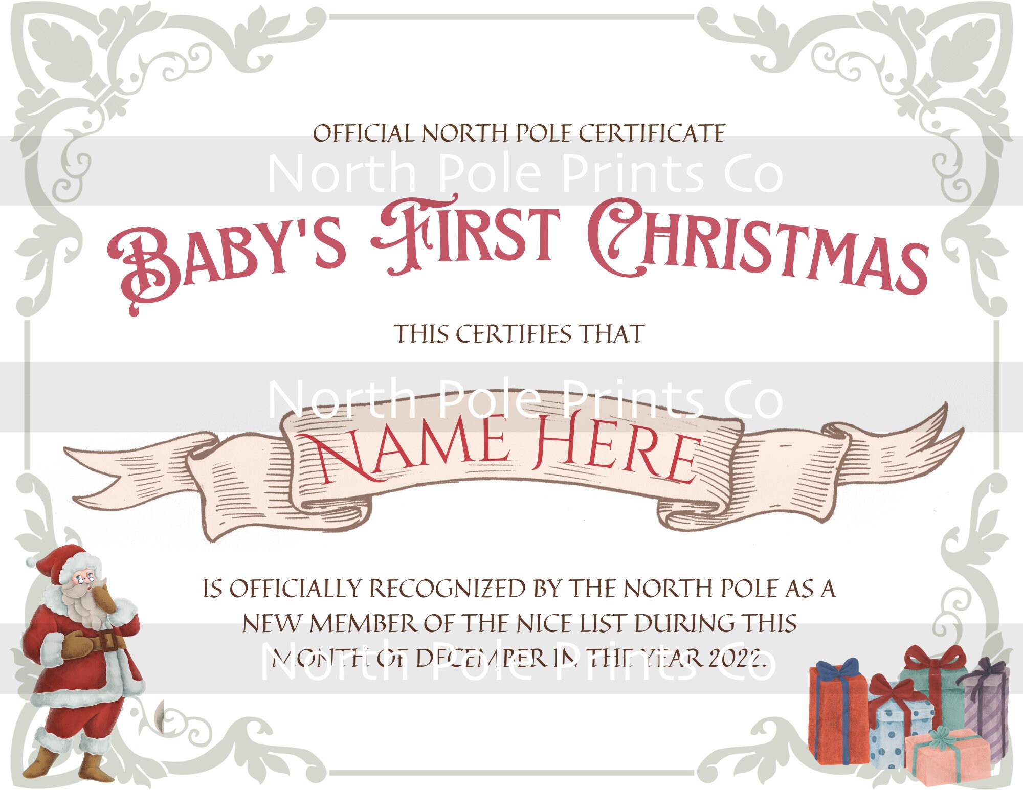 Baby s first christmas personalized letter and certificate from santa