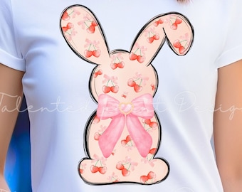 Coquette Bow Cherry bunny png files  Soft Girl Era sublimation designs  Girlie ,Pink Bow,  Aesthetic ,Social Club png, coquette shirt design