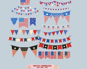 Bunting SVG, Bunting Banner svg, Bunting Flags,4th of july Bundle, Gardland, PNG, Cricut, Silhouette ,Commercial use, Instant download_