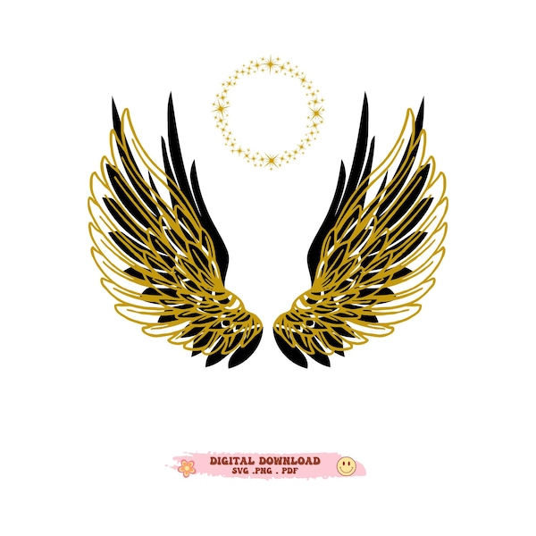 Angel wing svg, Angel Wings SVG, Angel svg,  memorial svg, Gold wings svg, Halo svg, in loving memory svg, wings clipart, heaven svg