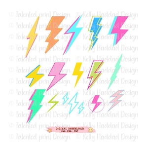 Lightning bolt SVG, lightning svg,15 lightning bolt , Flash Svg, Thunder svg, Lighting clipart Colorful lightning bolts various zigzag