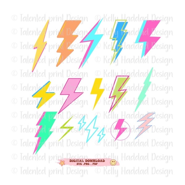 Lightning bolt SVG, lightning svg,15 lightning bolt , Flash Svg, Thunder svg, Lighting clipart Colorful lightning bolts various zigzag