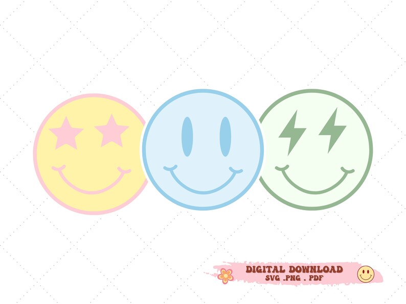 Smile Face Svg Bundle | Smile Faces Svg | Happy Face Svg | Groovy Svg ...