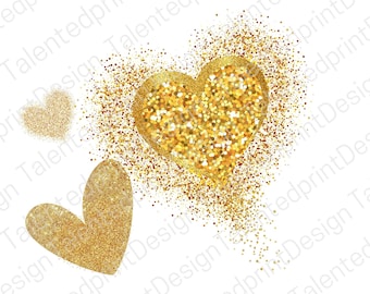 Valentijnsdag Glitter png gouden hart, Gold Splatter Clipart, glitter elementen, Trendy ontwerpen, Gouden hart clipart, liefde clipart, gouden hart