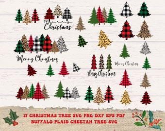 SVG Buffalo à carreaux guépard arbre Svg, Svg d'arbre de Noël, joyeux Noël Svg, téléchargement immédiat de Svg d'arbre de Noël, Svg numérique, Cricut, Silhouette