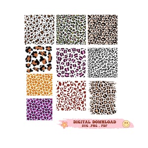 leopard print bundle, Leopard Print SVG, Animal Print SVG, Cut File Leopard Svg12x12 &quot;, Digital Download file, Hand Drawn, Sublimation PNG