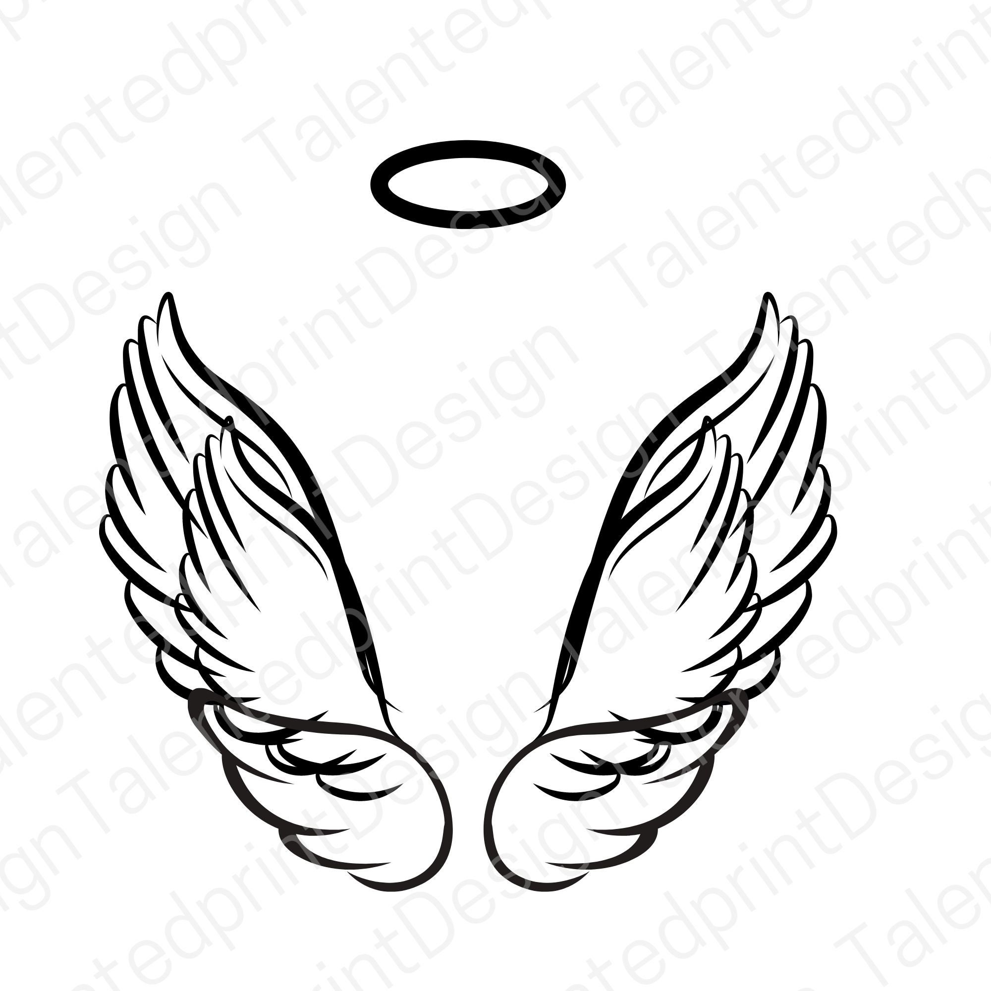 Angel Wings SVG | Angel Wing Vector | Angel svg | Halo svg | Angel Wings  Clipart | Angel Cricut | Angel cut file pdf png jpg