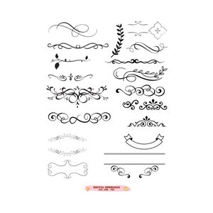 Flourish Svg ,flourish clipart, Wedding Decorative Accents, Swoosh SVG, Swish Curly Curls SVG, cut files, Clip Art Digital Cut Files,