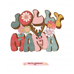 Jolly Mama Christmas PNG, Design Retrô de Rena (Download Digital)