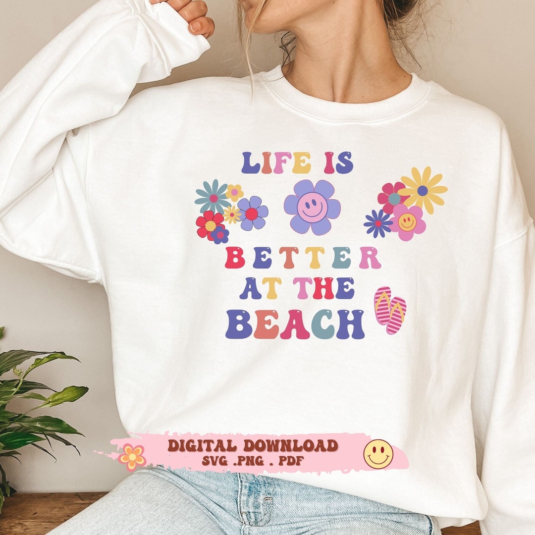 Smiley Face SVG Beach Svg Life is Better Summer Svg Beach - Etsy