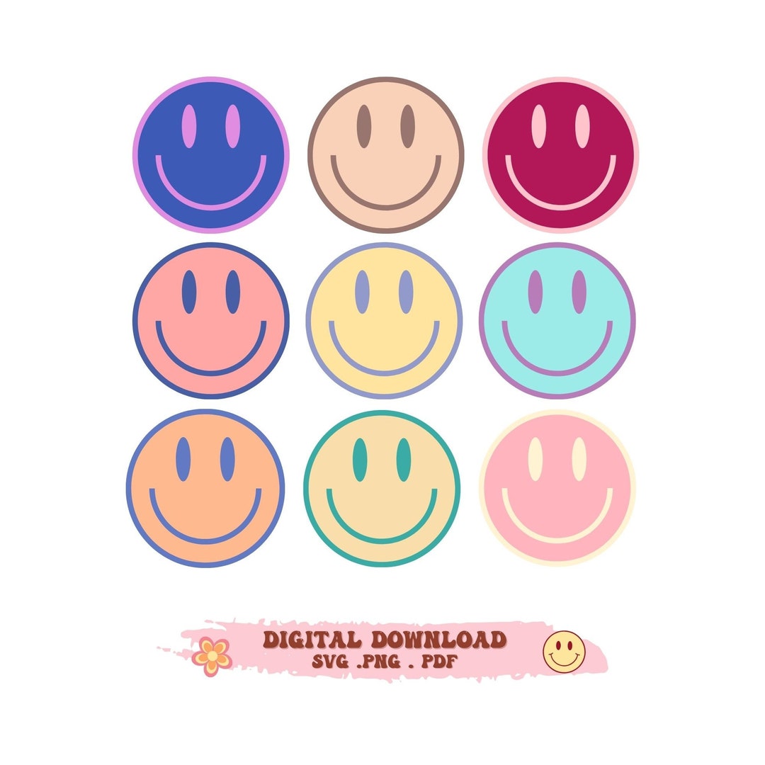Smile Face Svg | PNG | Retro Sublimation Design Download | Crafts Svg ...