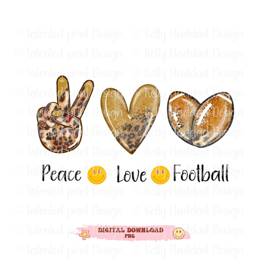 Peace Love Football Png Football Sublimation Designs - Etsy