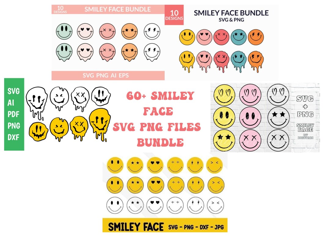 Smile Face Svg Bundle, Happy Face Svg, Smile Face,png,dxf,svg,happy ...