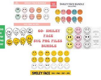 Smile Face Svg Bundle, happy Face Svg, Smile Face,Png,Dxf,Svg,Happy Face, Trendy svg,Groovy Svg,Emoji Bundle,Emoji svg, Cricut,Silhouette