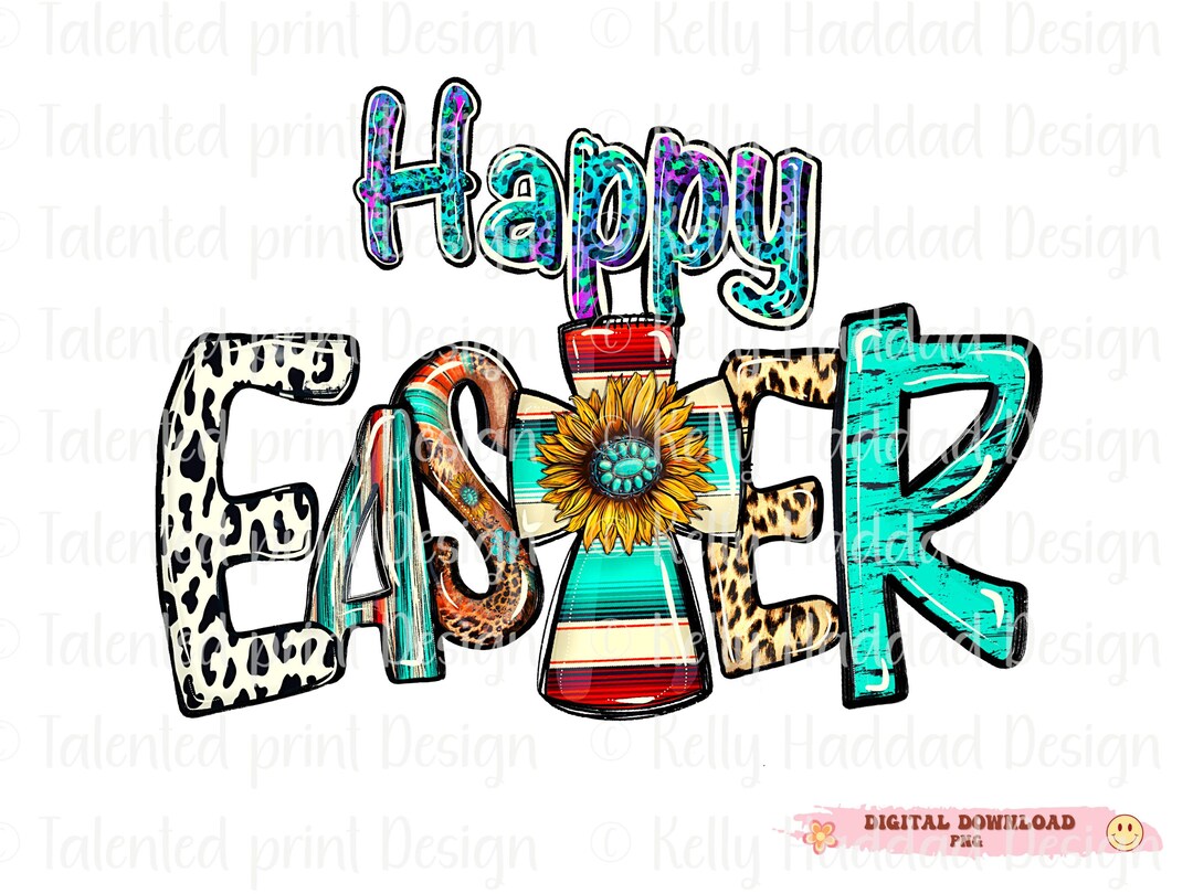 Western Easter Cross Jesus Religious PNG for Sublimation Designs for