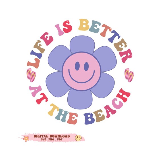 Groovy shirt design Png retro Smile Face SVG, beach T-shirt svg png, Vacation design Png beach shirt Png, smile daisy Png, Beach, love beach
