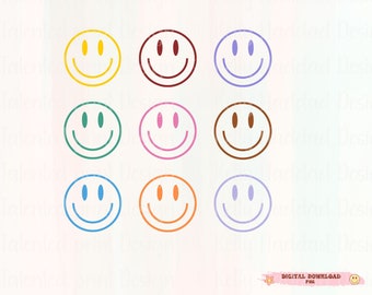 Retro Happy Face SVG, Smile PNG, Cricut Cut Files (Digital Download)