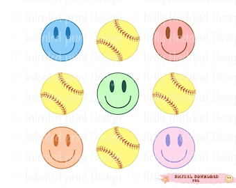 Softball smile face svg file png Files for sublimation Design for shirts kids Softball t-shirt's mom Png Softball clipart softball mama png