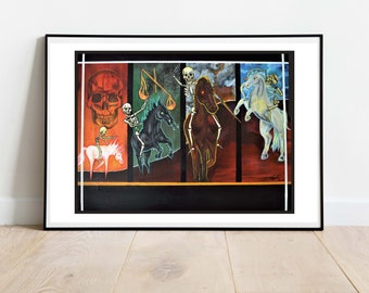 deadhand ART PRINTS 'fourhorsemen' 12"x18" / Wall Art / Poster / Home Decor / Illustration/ Prints for Framing/ Decor