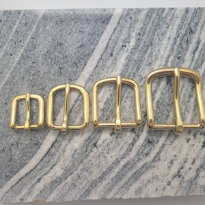 Set of 2 solid brass buckles - for 3/4 inch wide belts, 1 inch wide belts, 1.25 inch wide belts, and 1.5 inch wide belts