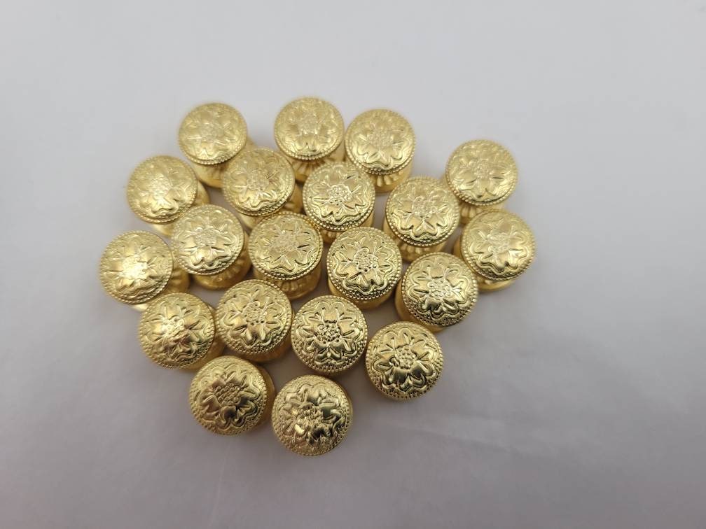 Chicago screws with floral design - 1/4 inch post - Pack of 20 - available in brass and nickel plated