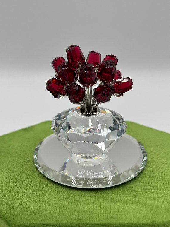Swarovski 2002 Jubilee Red Rose Vase #283394 - Etsy