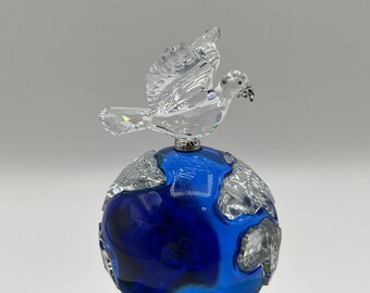 Swarovski 2000 Crystal Planet #7607-04 Dove on World - Etsy