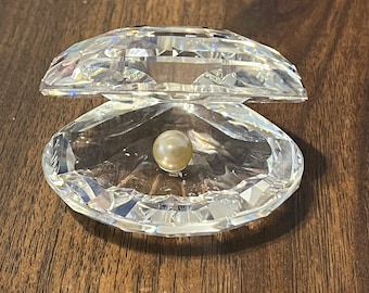Swarovski Crystal OYSTER SHELL With PEARL #014389 - Etsy India