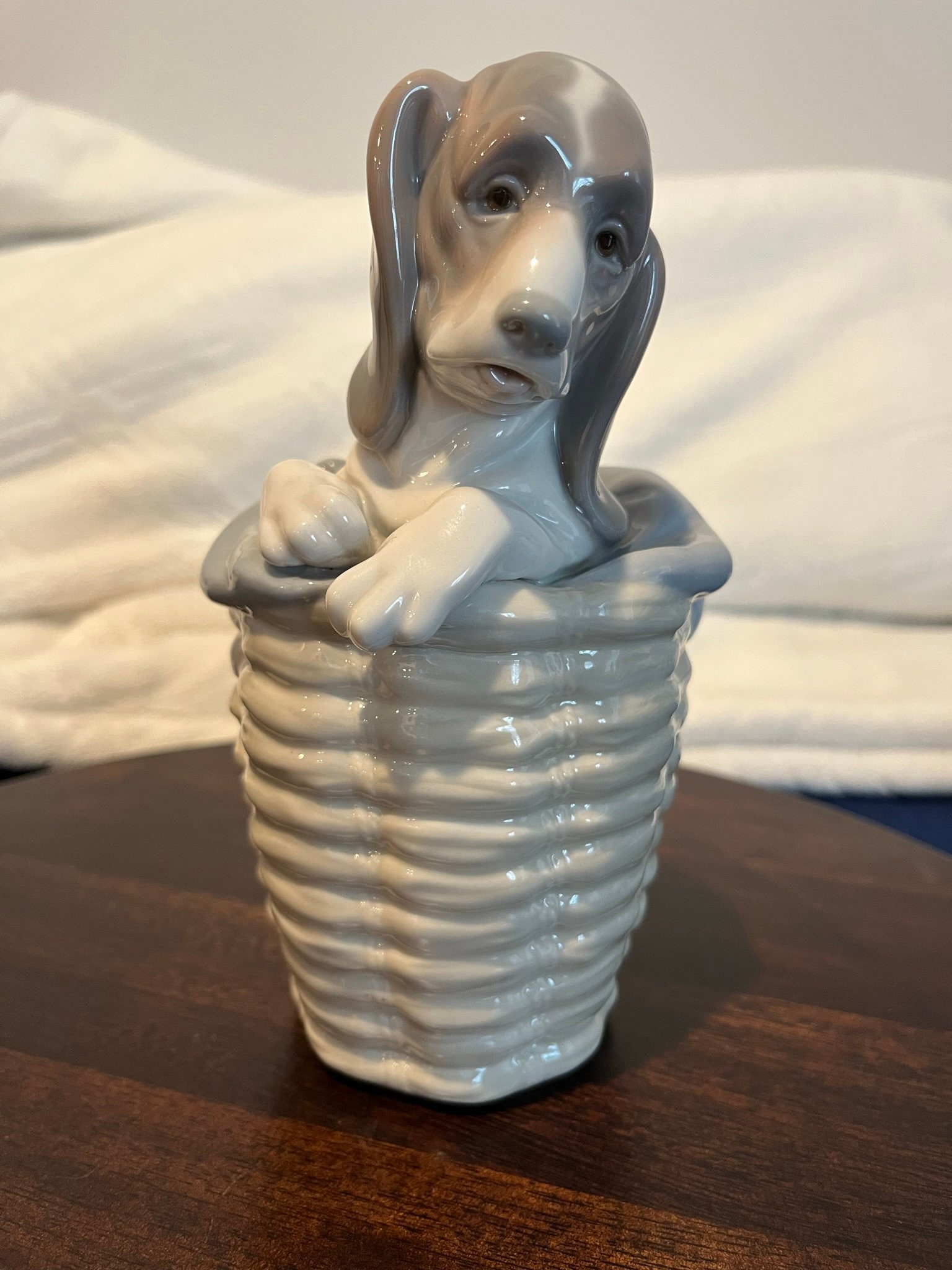 Lladro Dog in Basket #1128 - Etsy