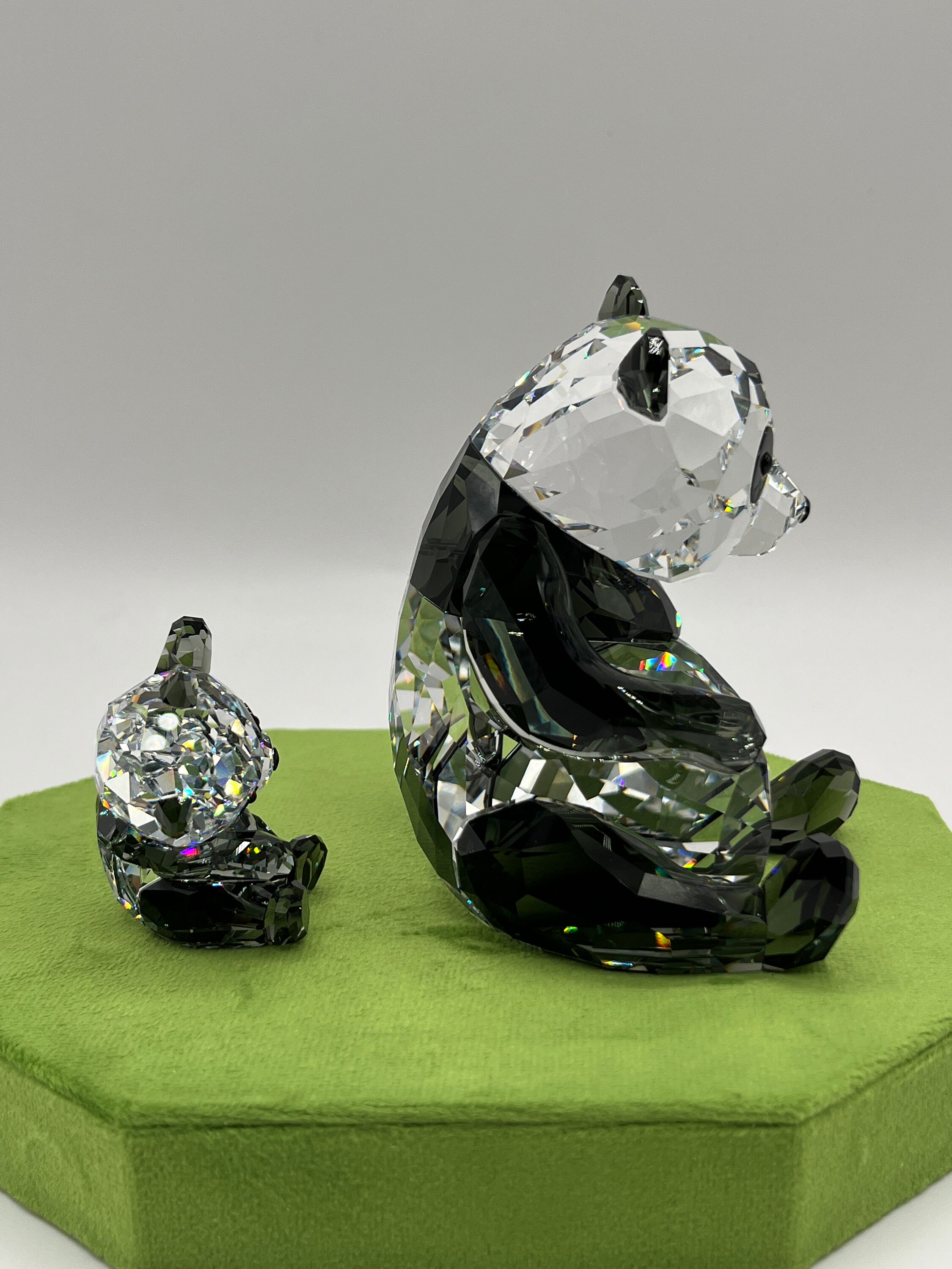 Swarovski Panda Crystal Figurine 4.5 Clear & Black with Box