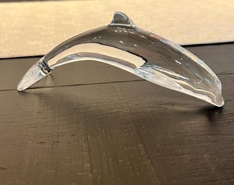 Baccarat Dauphin Blue Dolphin Swimming Figurine Vintage Crystal