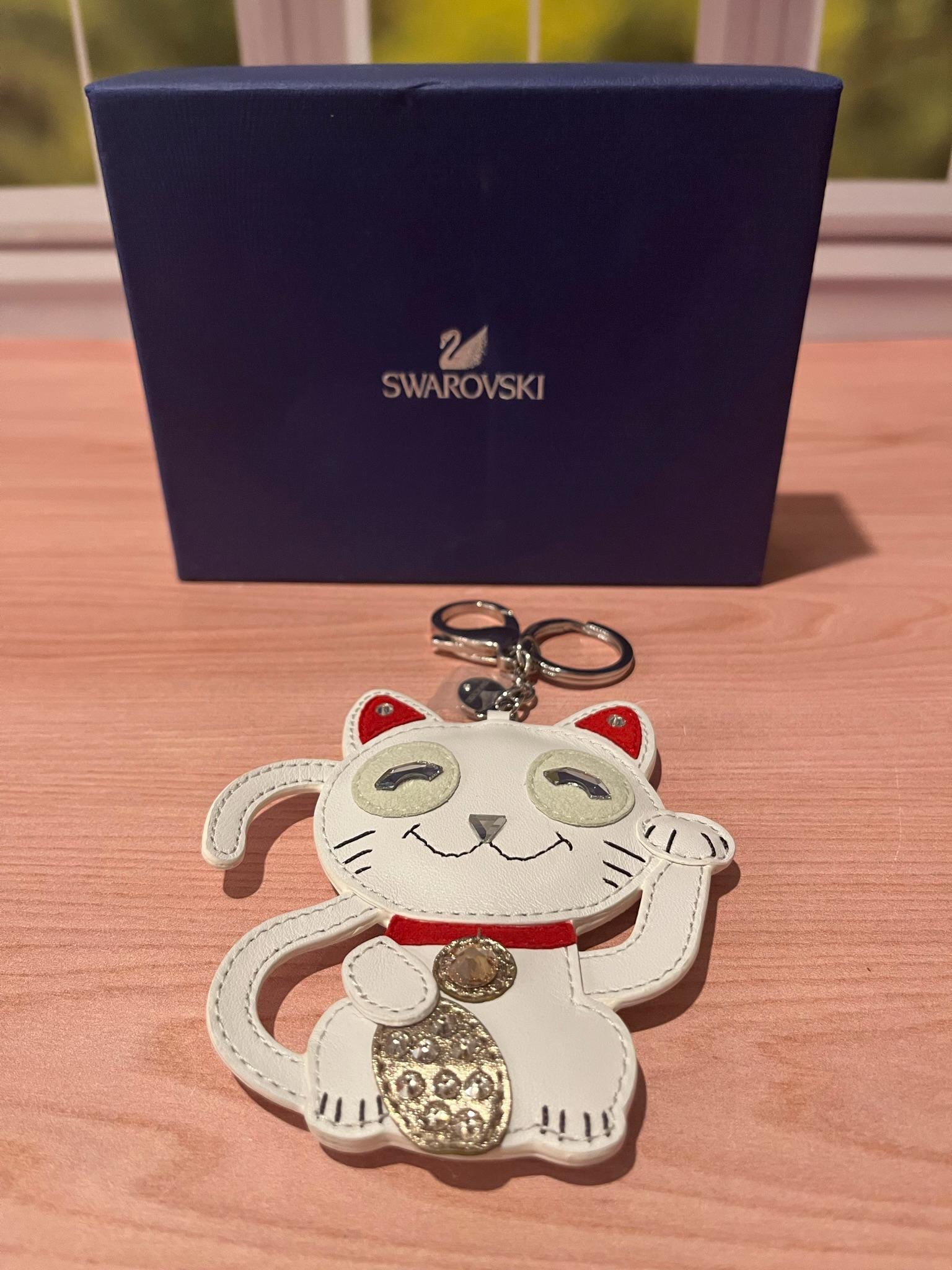 Swarovski Japanese Lucky Cat Maneki-neko Keychain With Crystals - Etsy