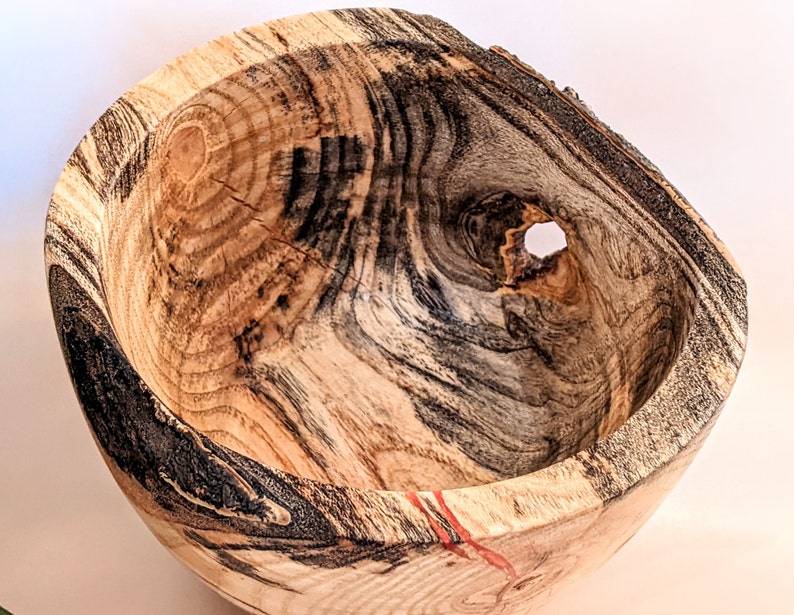 Live Edge Spalted Sumac Wood Bowl With Resin Filled Fractures Etsy