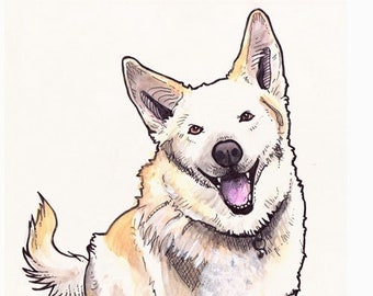 Ink & Watercolour Custom Pet Portrait Painting