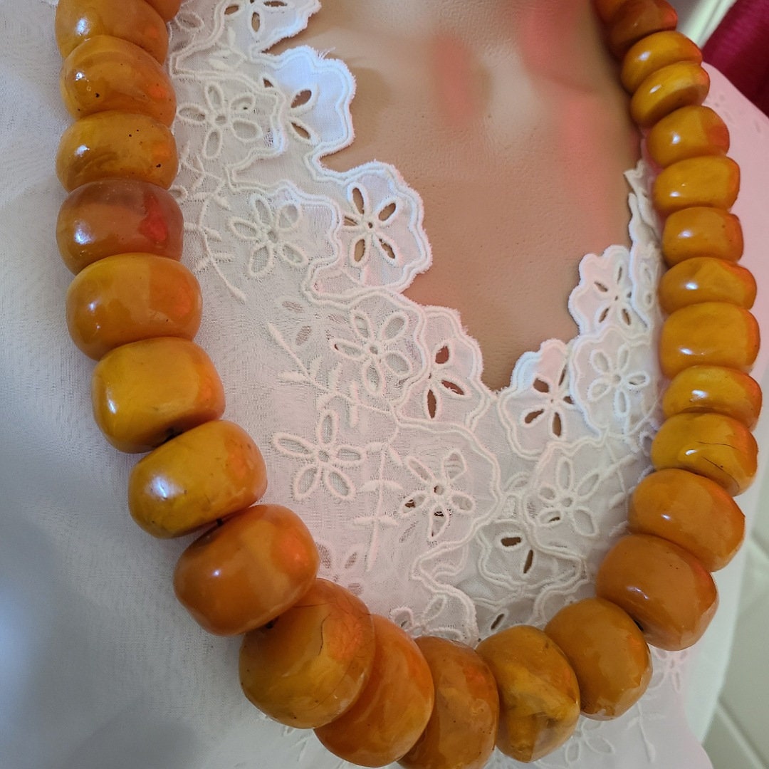 COLLIER ANCIEN AMBRE NATUREL ANTIQUE AMBER NECKLACE 12,3GR