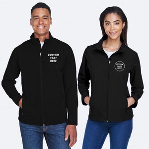 Your Company Custom Soft Shell Jacket, Logo Jacket, Custom Text Jacket, Full Zip Jacket with Logo, Embroidered Logo Jacket, Track Zip Jacket image 1