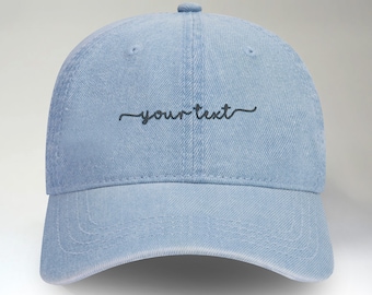 Custom LOGO / HANDWRITING Script Embroidered UNISEX Dad Cap, Personalized Embroidered Cap, Vintage Monogram, Custom 6 Panel Gift Hat