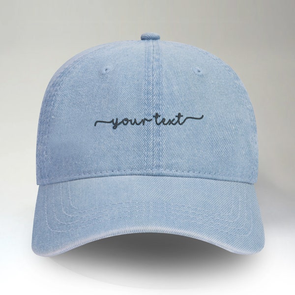 Custom LOGO / HANDWRITING Script Embroidered UNISEX Dad Cap, Personalized Embroidered Cap, Vintage Monogram, Custom 6 Panel Gift Hat