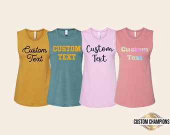 CUSTOM Muscle Tank for Women, Personalized Womens Muscle Tee, Custom Tank Printing, Custom Tank Top, Personalized Muscle Tank Top, T-shirt