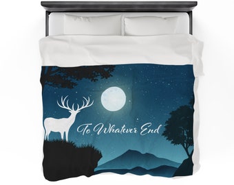 ACOTAR Throne of Glass White Stag Velveteen Plush Blanket
