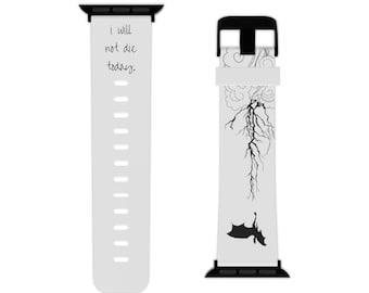 Officially Licensed Fourth Wing Watch Band for Apple Watch White/Black, Fourth Wing Merch, Fourth Wing "I will not die" version 2