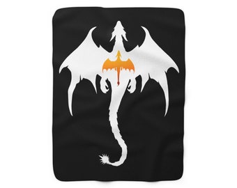 Dragon Inspired Sherpa Fleece Blanket, Bookish Accessories, Booktok Blankets