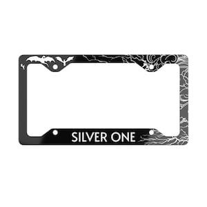 Silver One Officially Licensed Fourth Wing License Plate Frame, Fourth Wing Basgiath Alumni Metal License Plate Frame