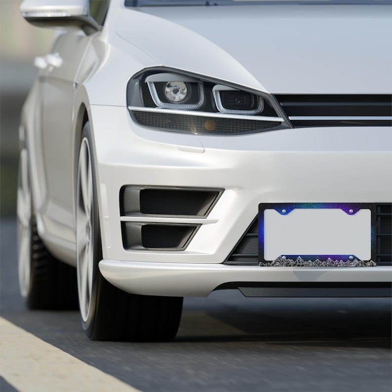 Custom Painted Mountain and Stars Metal License Plate Frame, Bookish Booktok Car Accessories image 4