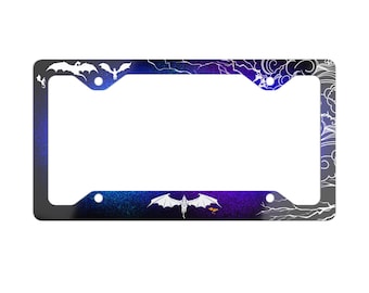 Dragons | Metal License Plate Frame with Lightning | Custom Car Accessories