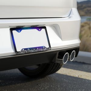 Custom Painted Mountain and Stars Metal License Plate Frame, Bookish Booktok Car Accessories image 3